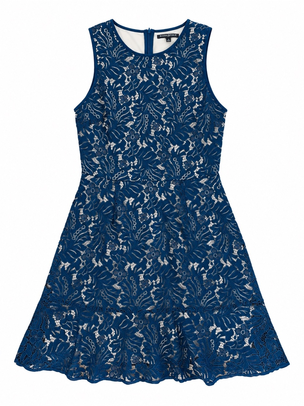 Banana Republic Factory Deep Blue Floral Lace Midi Dress